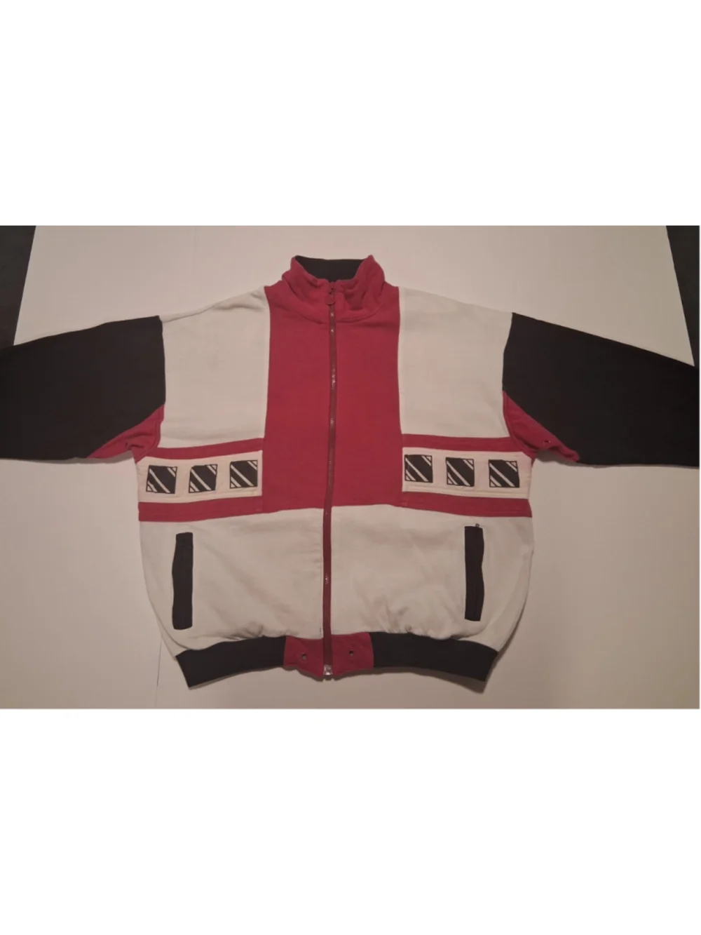 Vintage 80s 90s Adidas Men's Medium Cotton Bomber Track Jacket Colorblock *READ*